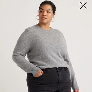 Quince Women's Mongolian Cashmere Crewneck Sweater 2X in Heather Grey